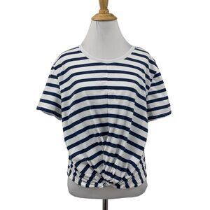 Splendid Shirt Womens Extra Large Knotted Twist Striped Cropped Short Sleeve Tee